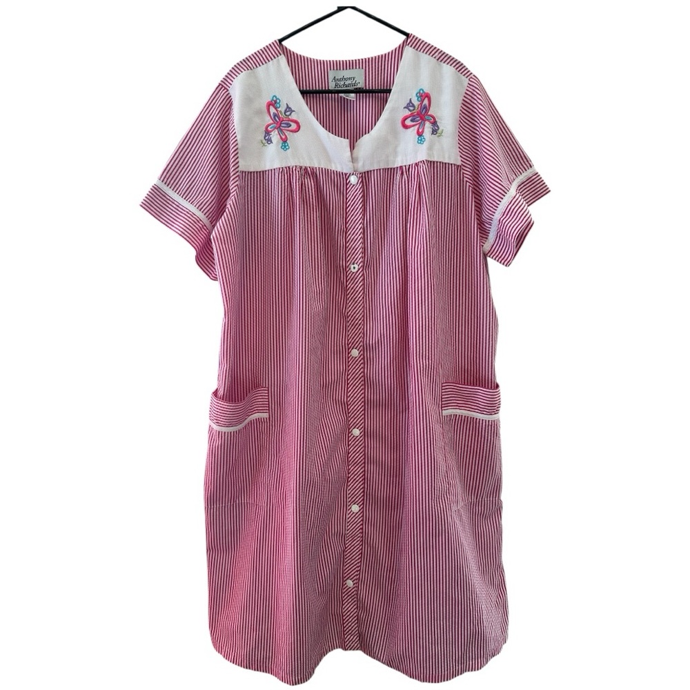 Y2K Era Anthony Richards Pink Striped Housecoat Size 1X